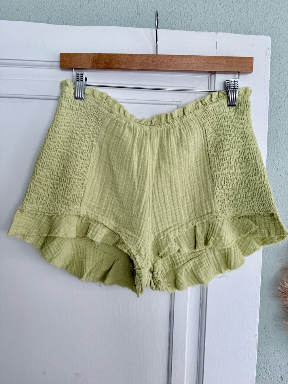 POL Light Lime Ruffle Hem Women’s Shorts